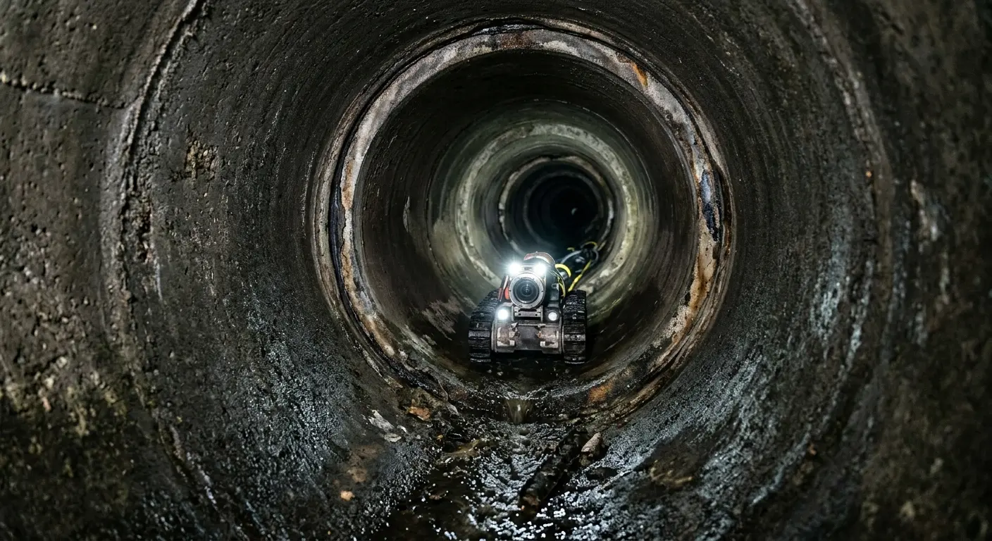 Robotic sewer camera inspecting pipe interior for Sewer Line Repair in Woodward